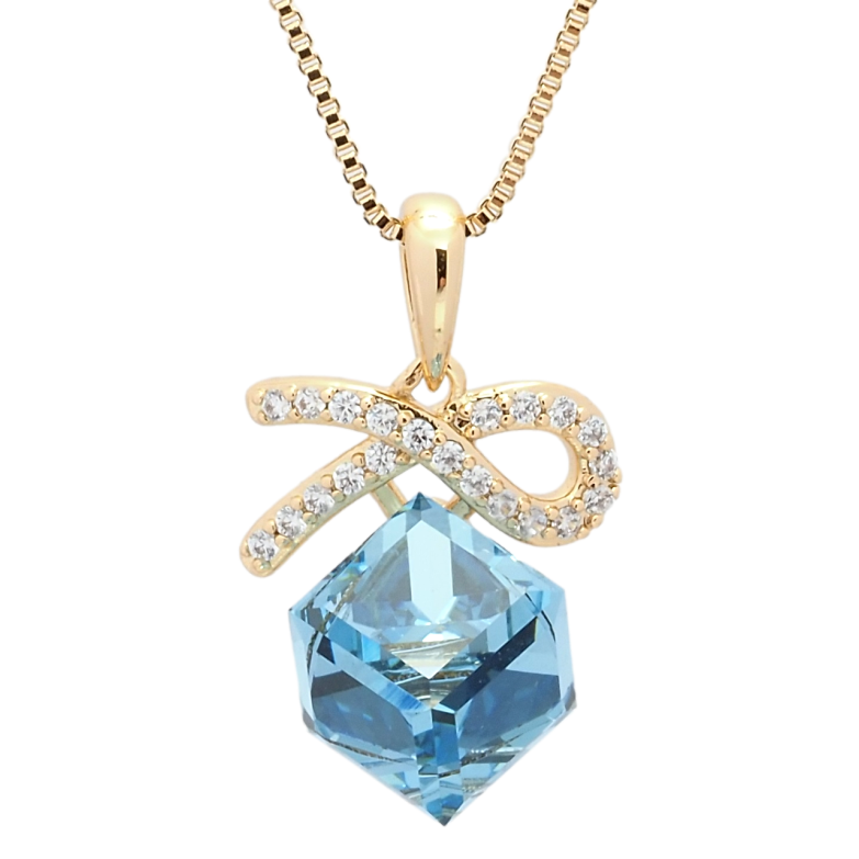 Кулон Xuping колір 18K з кр-ми Swarovski на ланцюжку Кристальний куб Aquamarine довжина 39-44см х 1мм фото №8 Кулон Xuping колір 18K з кр-ми Swarovski на ланцюжку Кристальний куб Aquamarine довжина 39-44см х 1мм фото №8