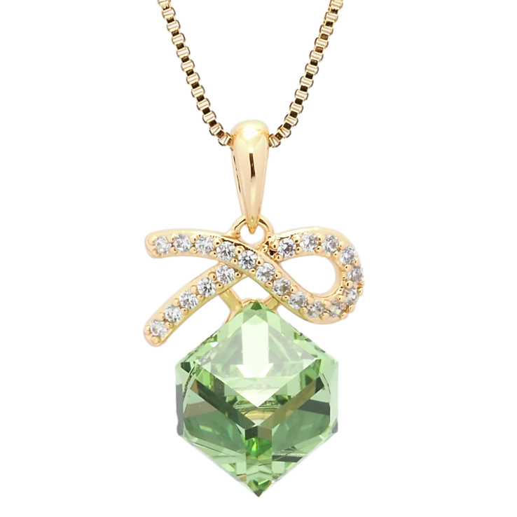 Кулон Xuping колір 18K з кр-ми Swarovski на ланцюжку Кристальний куб Peridot довжина 39-44см х 1мм фото №2 Кулон Xuping колір 18K з кр-ми Swarovski на ланцюжку Кристальний куб Peridot довжина 39-44см х 1мм фото №2