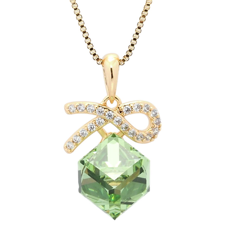 Кулон Xuping колір 18K з кр-ми Swarovski на ланцюжку Кристальний куб Peridot довжина 39-44см х 1мм фото №1 Кулон Xuping колір 18K з кр-ми Swarovski на ланцюжку Кристальний куб Peridot довжина 39-44см х 1мм фото №1