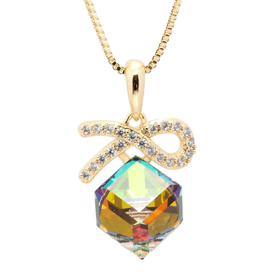 Кулон Xuping цвет 18K с кр-ми Swarovski на цепочке Кристальный куб Vitrail Medium длина 40-45см х 1мм фото №1 Кулон Xuping цвет 18K с кр-ми Swarovski на цепочке Кристальный куб Vitrail Medium длина 40-45см х 1мм фото №1