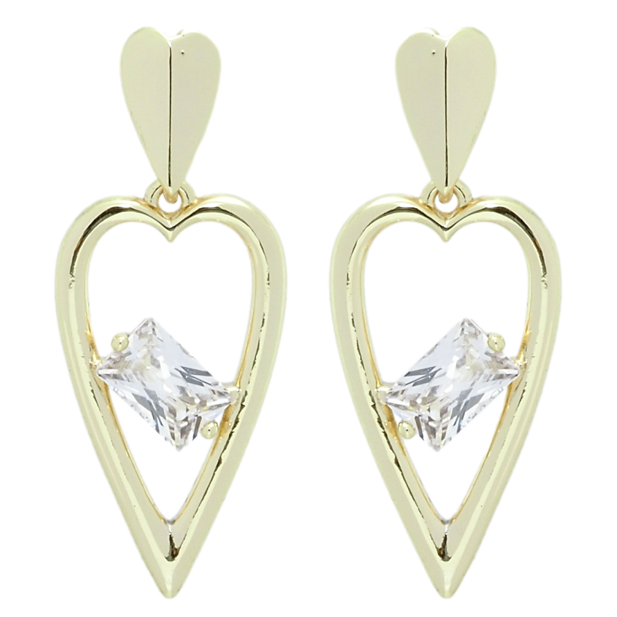 Сережки Xuping QQMM Позолота 14K пусети Сердечки з фіанітами фото №1 Сережки Xuping QQMM Позолота 14K пусети Сердечки з фіанітами фото №1