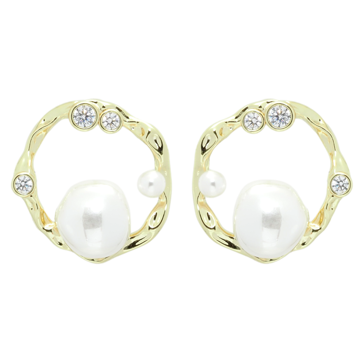 Сережки Xuping QQMM Позолота 14K пусети Кільця з перлинами та цирконієм фото №11 Сережки Xuping QQMM Позолота 14K пусети Кільця з перлинами та цирконієм фото №11