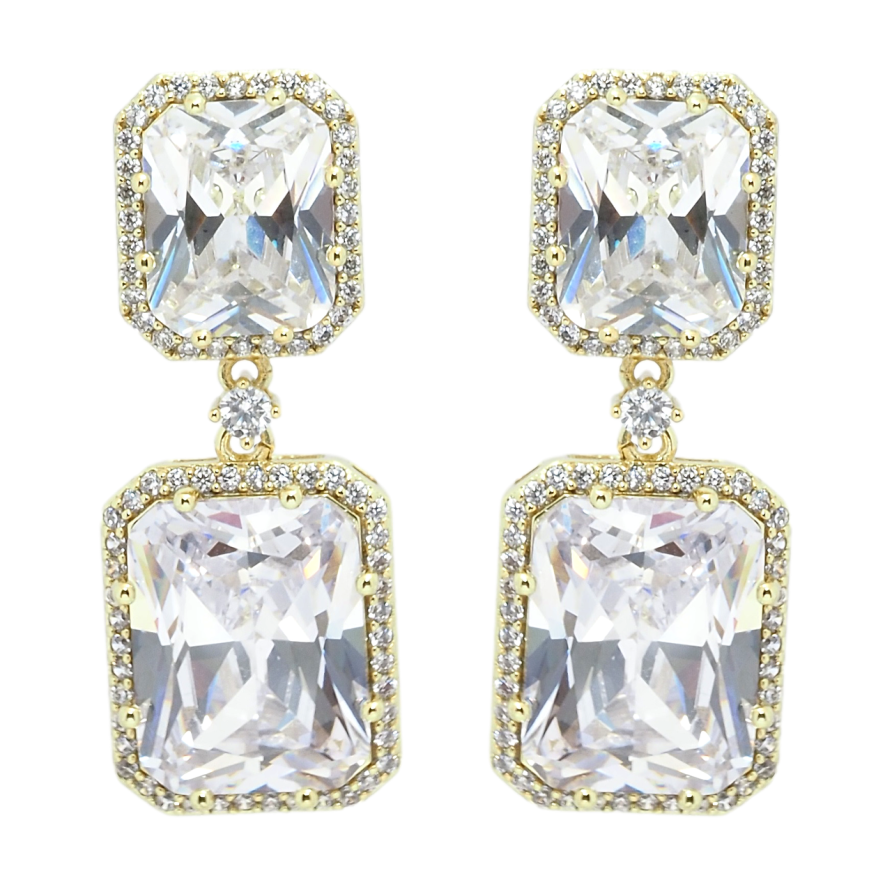 Сережки Xuping QQMM Позолота 14K пусети Підвіски з фіанітами фото №1 Сережки Xuping QQMM Позолота 14K пусети Підвіски з фіанітами фото №1
