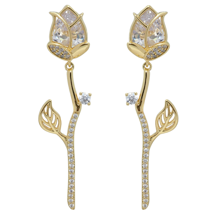 Сережки Xuping QQMM Позолота 14K пусети Квітка фото №2 Сережки Xuping QQMM Позолота 14K пусети Квітка фото №2