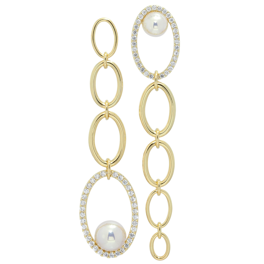 Серьги Xuping QQMM Позолота 14K пусеты Подвески цепочка с цирконием и жемчугом фото №1 Серьги Xuping QQMM Позолота 14K пусеты Подвески цепочка с цирконием и жемчугом фото №1