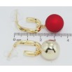 Серьги Xuping QQMM Позолота 14K пусеты Подвески красный и золотой шарики фото №2 Серьги Xuping QQMM Позолота 14K пусеты Подвески красный и золотой шарики фото №2