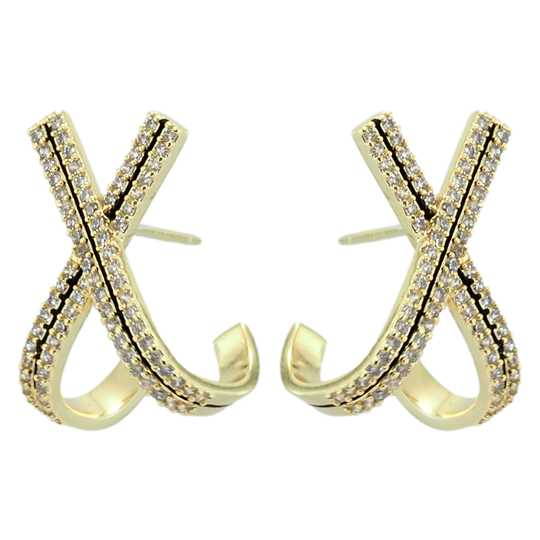 Сережки Xuping QQMM Позолота 14K пусети Хрестики з цирконієм фото №3 Сережки Xuping QQMM Позолота 14K пусети Хрестики з цирконієм фото №3
