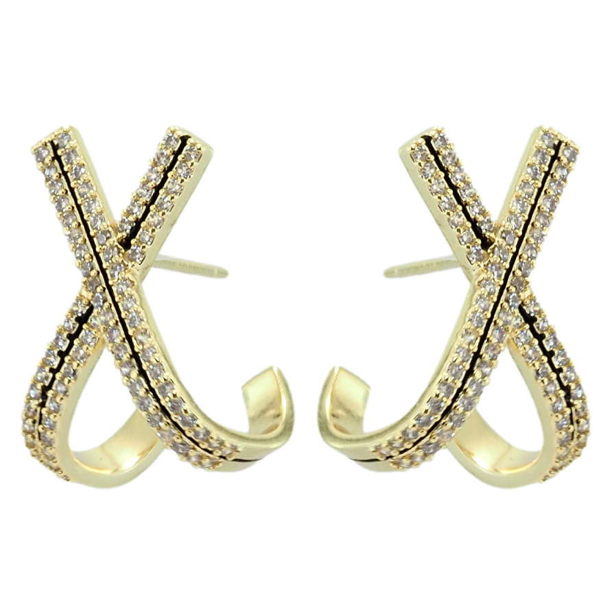 Сережки Xuping QQMM Позолота 14K пусети Хрестики з цирконієм фото №1 Сережки Xuping QQMM Позолота 14K пусети Хрестики з цирконієм фото №1