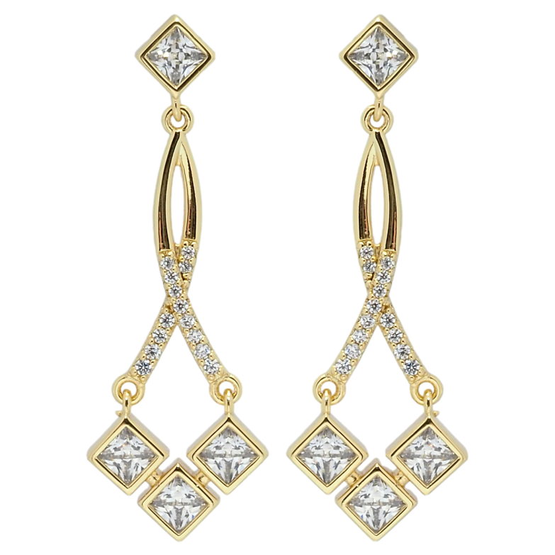 Сережки Xuping QQMM Позолота 14K пусети Підвіски з фіанітами фото №16 Сережки Xuping QQMM Позолота 14K пусети Підвіски з фіанітами фото №16