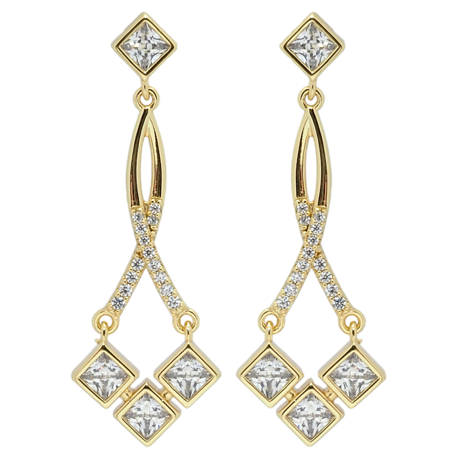 Сережки Xuping QQMM Позолота 14K пусети Підвіски з фіанітами фото №1 Сережки Xuping QQMM Позолота 14K пусети Підвіски з фіанітами фото №1