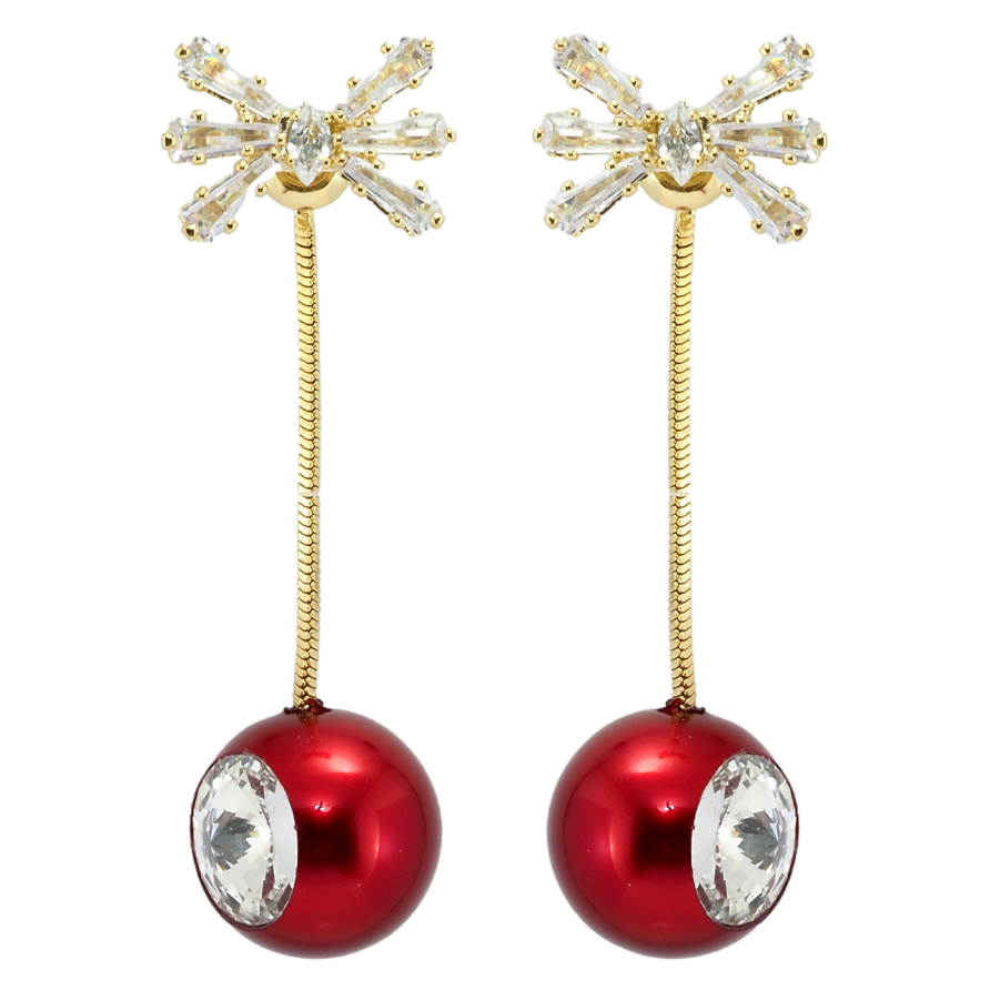 Серьги Xuping QQMM Позолота 14K пусеты Подвески красные шарики с фианитом на цепочке фото №1 Серьги Xuping QQMM Позолота 14K пусеты Подвески красные шарики с фианитом на цепочке фото №1