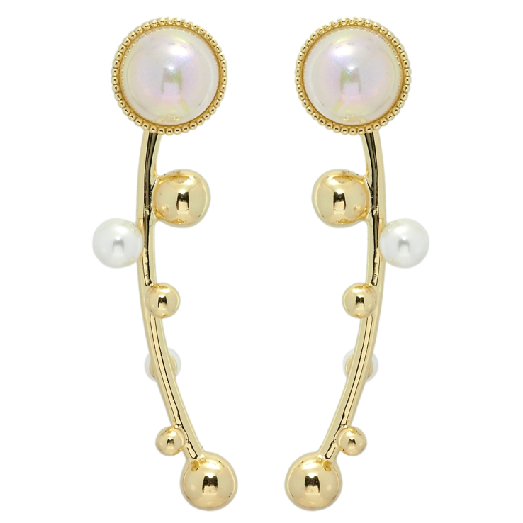 Сережки Xuping QQMM Позолота 14K пусети Дуги з перлинними вставками та кульками фото №15 Сережки Xuping QQMM Позолота 14K пусети Дуги з перлинними вставками та кульками фото №15