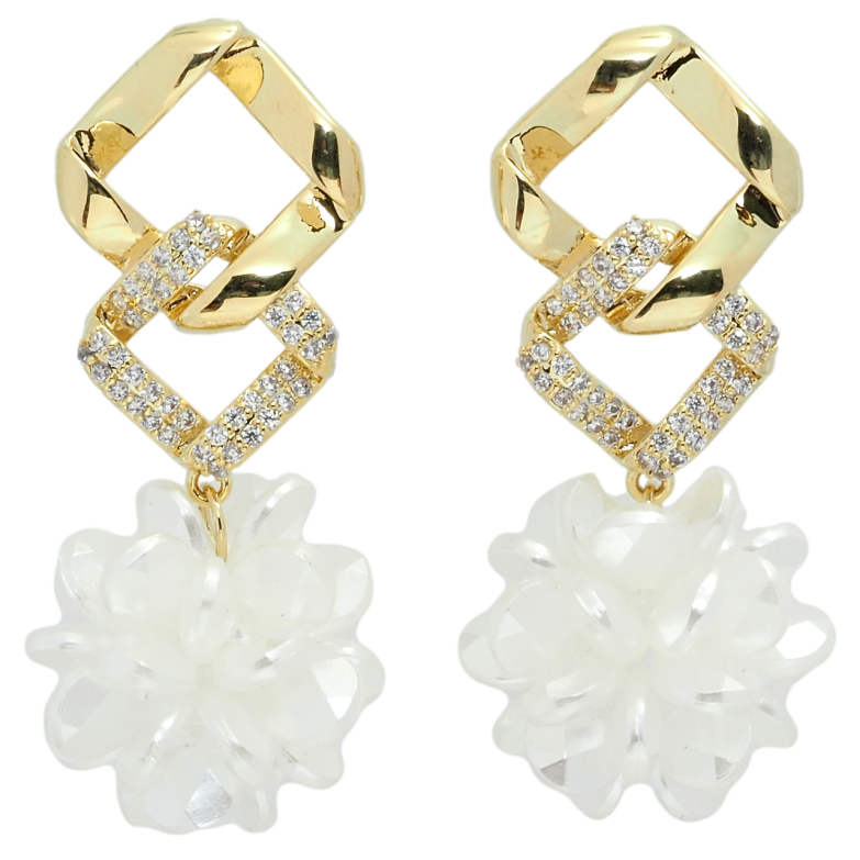 Серьги Xuping QQMM Позолота 14K пусеты Ромбовые подвески с шариками из бусин фото №4