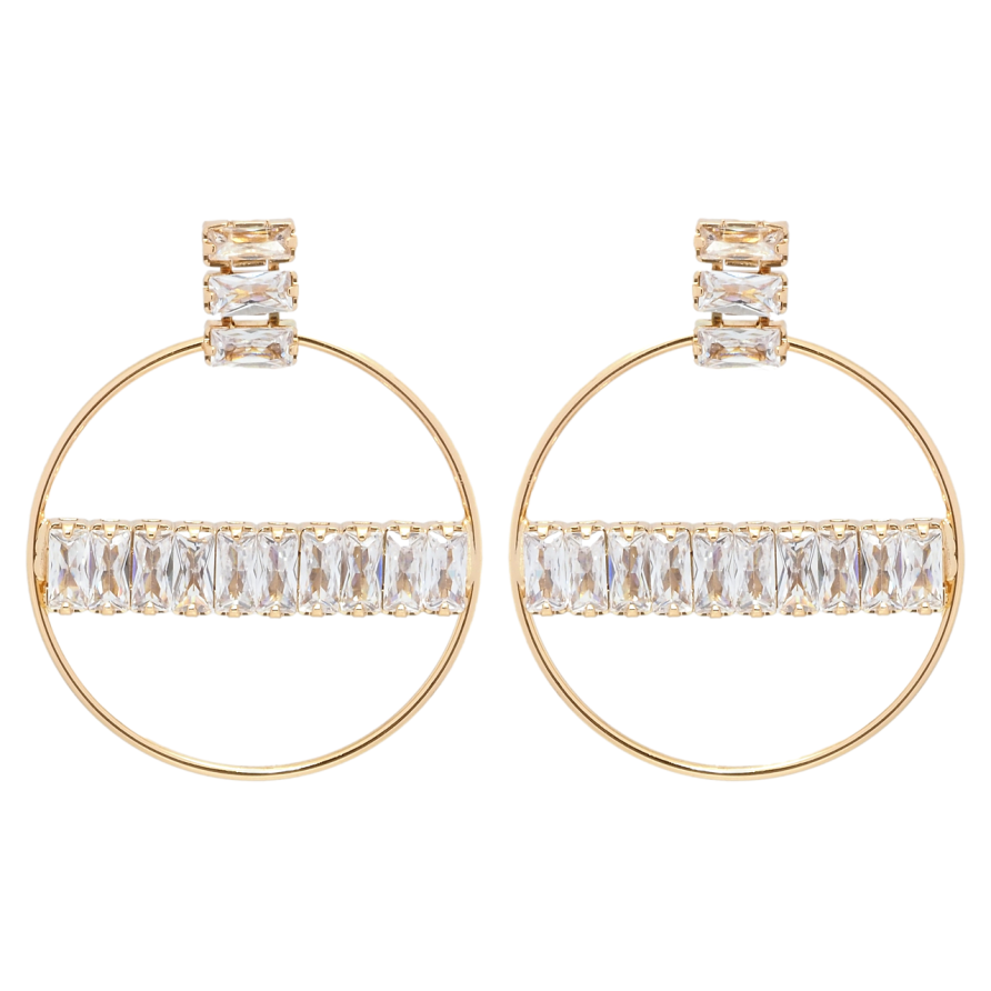 Сережки Xuping QQMM Позолота 18K пусети Кільця з доріжками цирконію фото №1 Сережки Xuping QQMM Позолота 18K пусети Кільця з доріжками цирконію фото №1