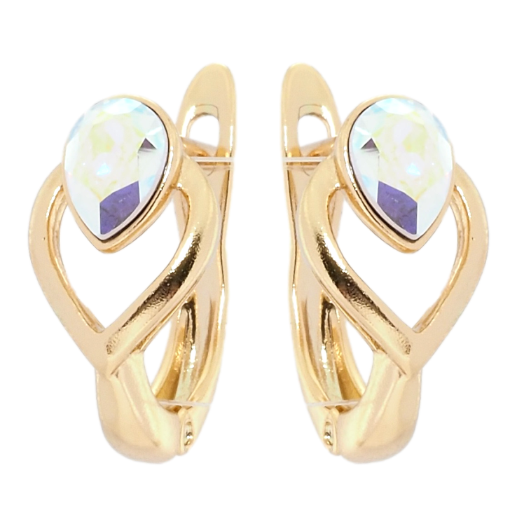 Сережки Xuping колір 18K з кристалами Swarovski англійський замок Декоративний орнамент із кристалом АВ фото №2 Сережки Xuping колір 18K з кристалами Swarovski англійський замок Декоративний орнамент із кристалом АВ фото №2