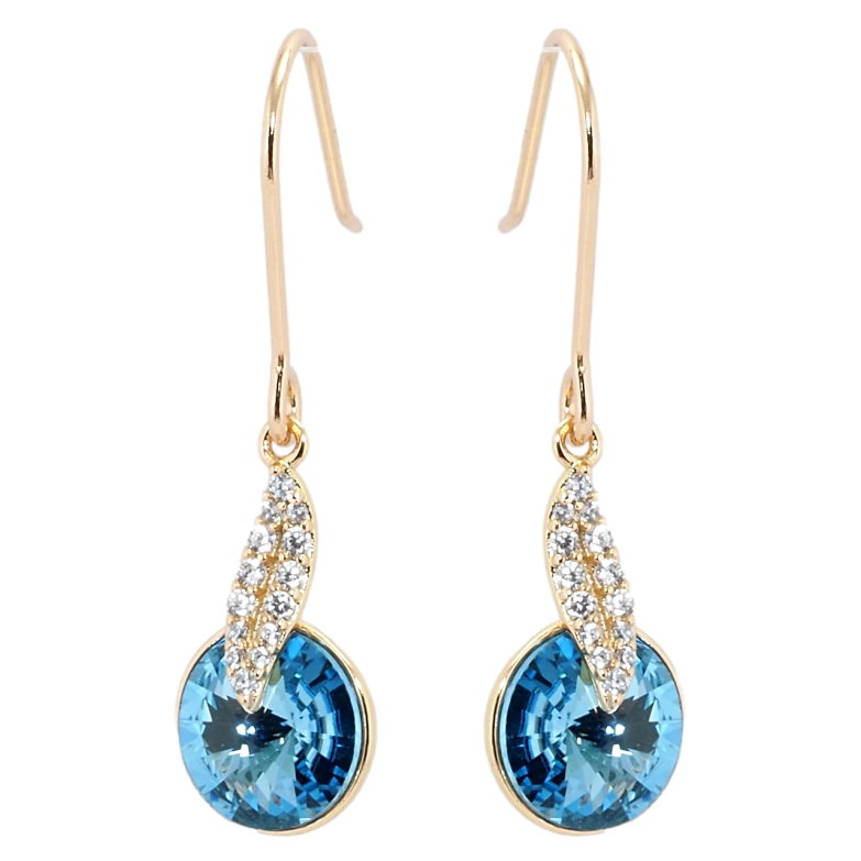 Сережки Xuping колір 18K з кристалами Swarovski французький замок Підвіски з кристалами Aquamarine фото №6