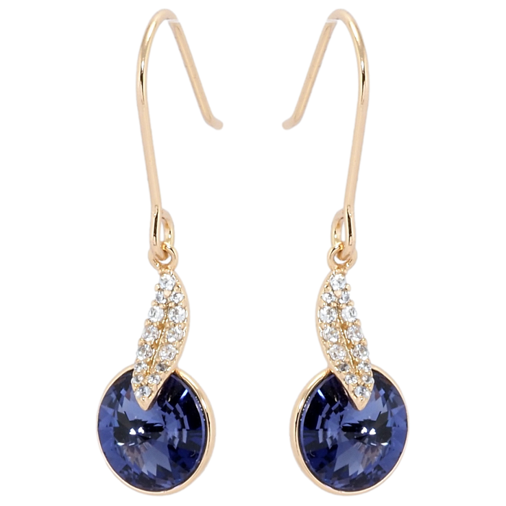 Серьги Xuping цвет 18K с кристаллами Swarovski французский замок Подвески с кристаллами Sapphire фото №3 Серьги Xuping цвет 18K с кристаллами Swarovski французский замок Подвески с кристаллами Sapphire фото №3
