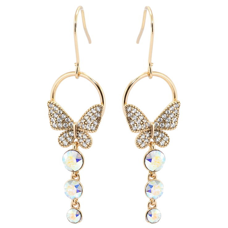 Серьги Xuping цвет 18K с кристаллами Swarovski французский замок Подвески бабочки с кристаллами АВ фото №3 Серьги Xuping цвет 18K с кристаллами Swarovski французский замок Подвески бабочки с кристаллами АВ фото №3