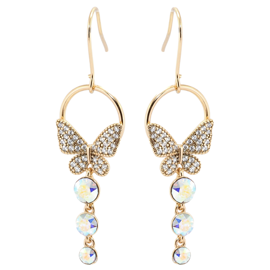 Серьги Xuping цвет 18K с кристаллами Swarovski французский замок Подвески бабочки с кристаллами АВ фото №1 Серьги Xuping цвет 18K с кристаллами Swarovski французский замок Подвески бабочки с кристаллами АВ фото №1