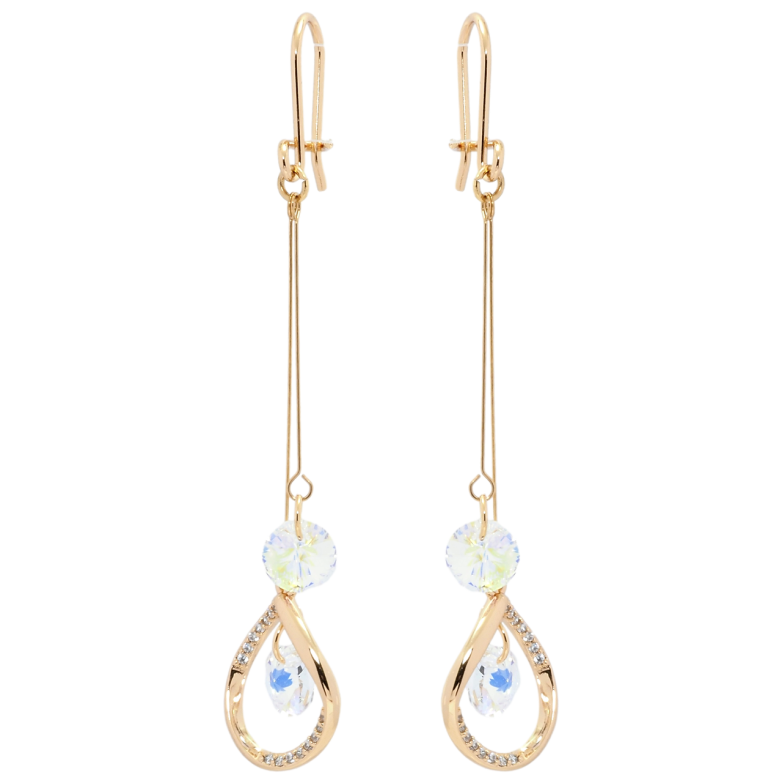 Сережки Xuping колір 18K з кристалами Swarovski французький замок Підвіски з кристалами Shimmer фото №8 Сережки Xuping колір 18K з кристалами Swarovski французький замок Підвіски з кристалами Shimmer фото №8