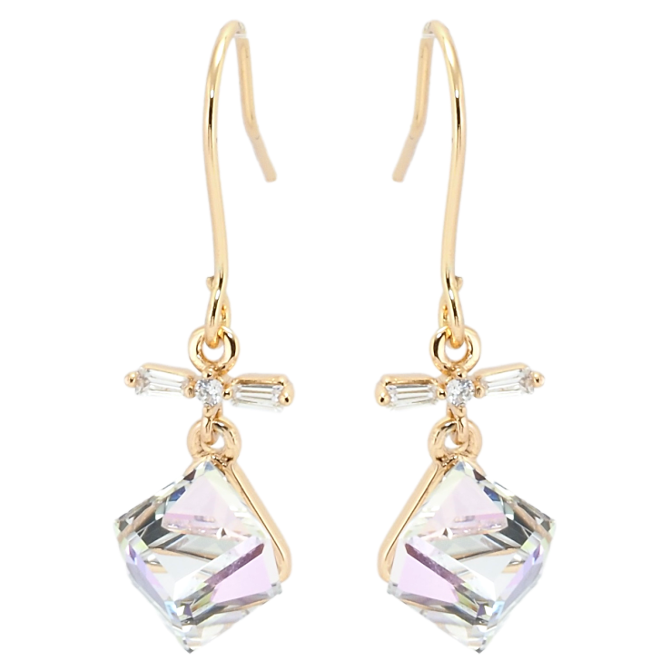 Серьги Xuping цвет 18K с кристаллами Swarovski французский замок Подвески с кубиками Lavender фото №6 Серьги Xuping цвет 18K с кристаллами Swarovski французский замок Подвески с кубиками Lavender фото №6