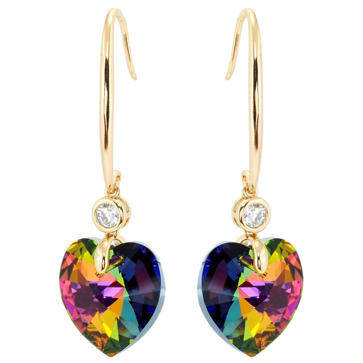 Серьги Xuping цвет 18K с кристаллами Swarovski французский замок Кристальные сердечки Vitrail Medium фото №23
