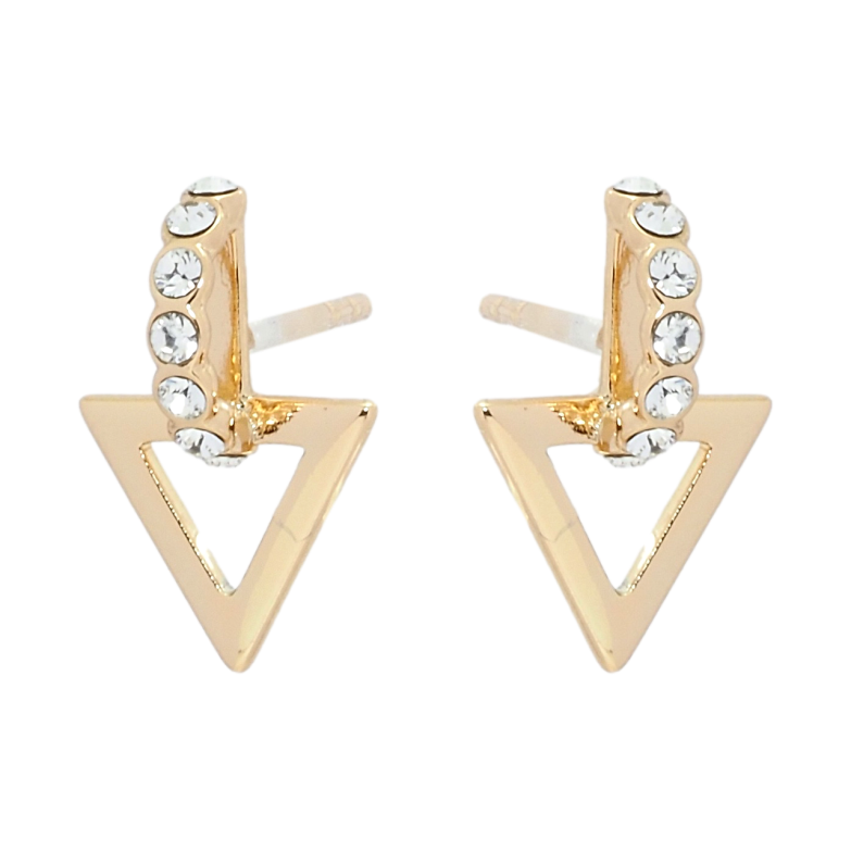 Сережки Xuping колір 18K з кристалами Swarovski пусети Трикутники з кристалами Clear фото №4 Сережки Xuping колір 18K з кристалами Swarovski пусети Трикутники з кристалами Clear фото №4