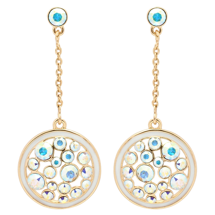 Сережки Xuping колір 18K з кристалами Swarovski пусети Круглі підвіски з кристалами АВ фото №21