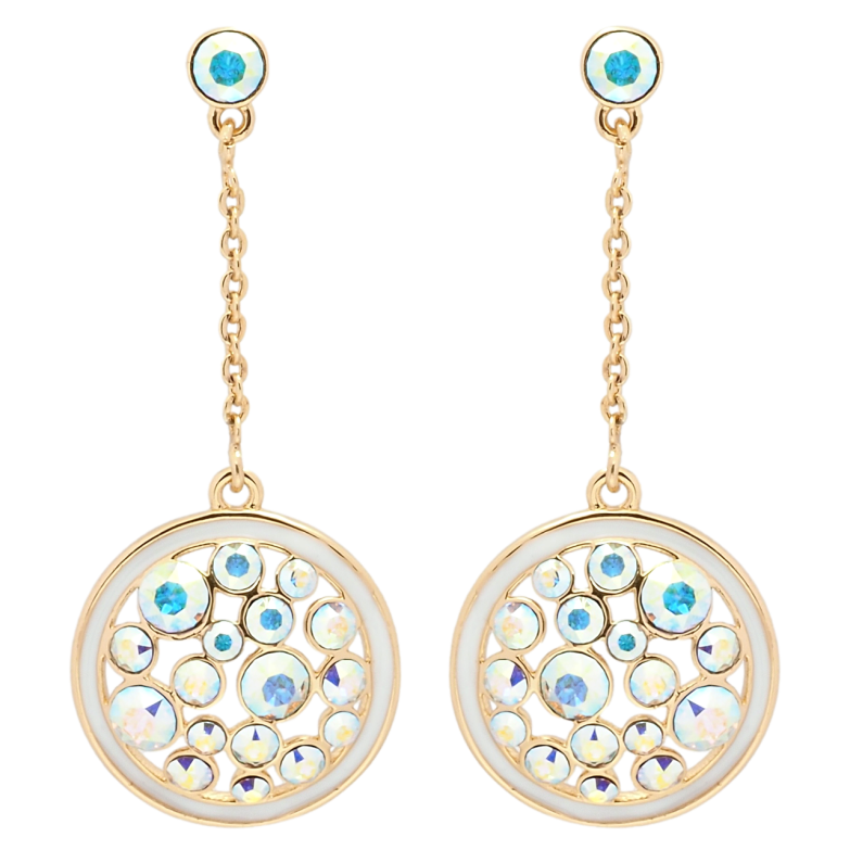 Серьги Xuping цвет 18K с кристаллами Swarovski пусеты Круглые подвески с кристаллами АВ фото №1 Серьги Xuping цвет 18K с кристаллами Swarovski пусеты Круглые подвески с кристаллами АВ фото №1