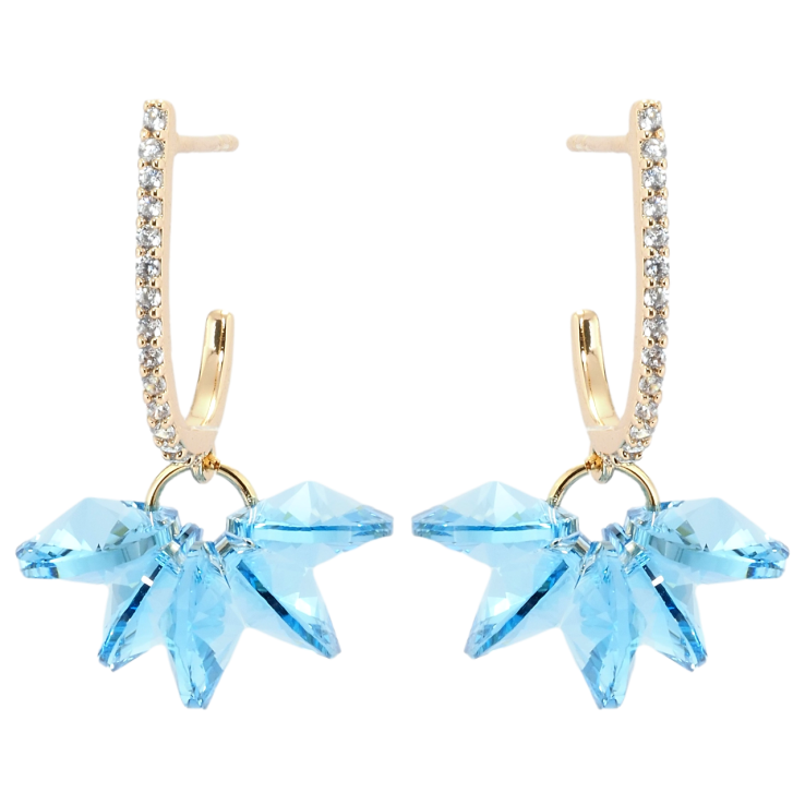 Сережки Xuping колір 18K з кристалами Swarovski пусети Підвіски з кристалами Aquamarine фото №20