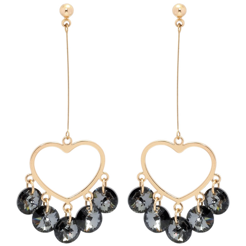 Сережки Xuping колір 18K з кристалами Swarovski пусети Підвіски серця з кристалами Graphite фото №7 Сережки Xuping колір 18K з кристалами Swarovski пусети Підвіски серця з кристалами Graphite фото №7