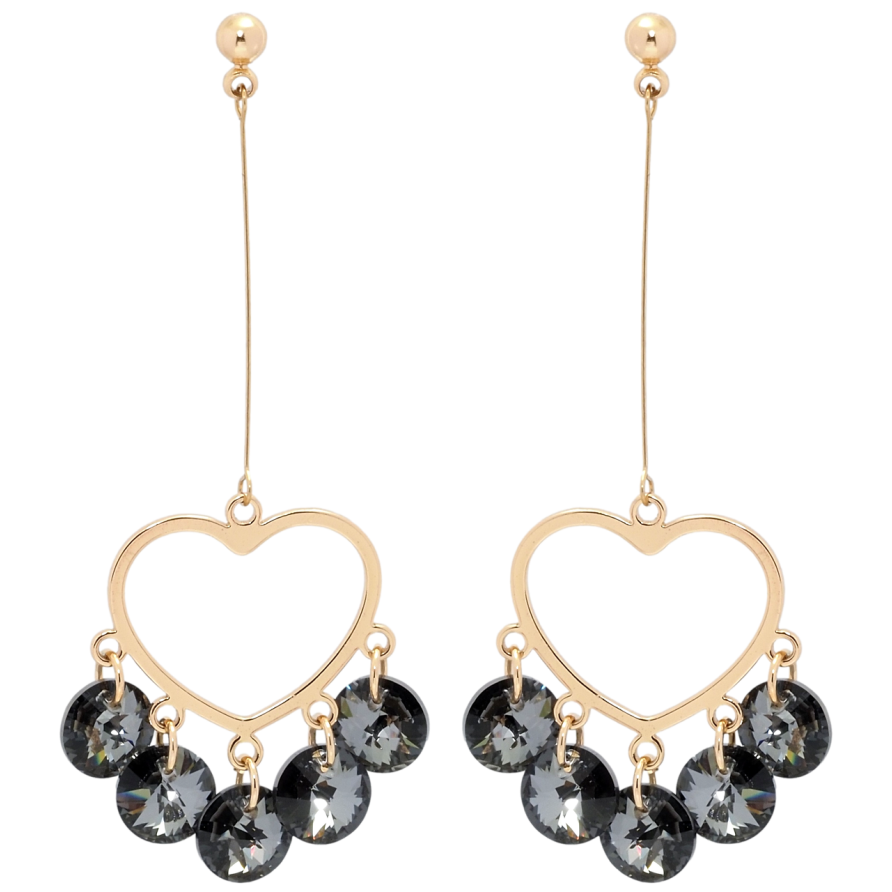 Серьги Xuping цвет 18K с кристаллами Swarovski пусеты Подвески сердечки с кристаллами Graphite фото №1 Серьги Xuping цвет 18K с кристаллами Swarovski пусеты Подвески сердечки с кристаллами Graphite фото №1