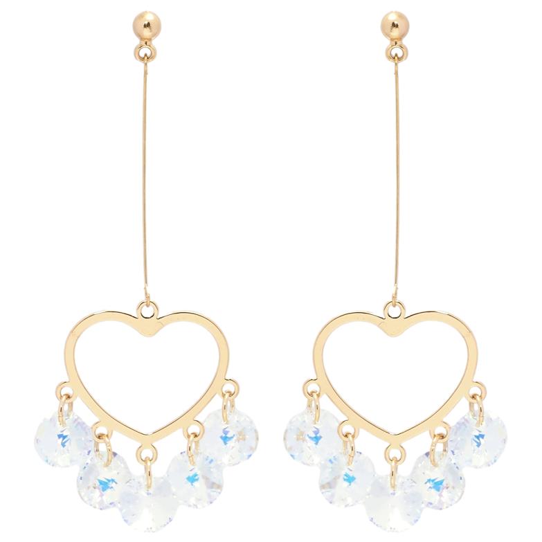 Сережки Xuping колір 18K з кристалами Swarovski пусети Підвіски серця з кристалами Shimmer фото №16