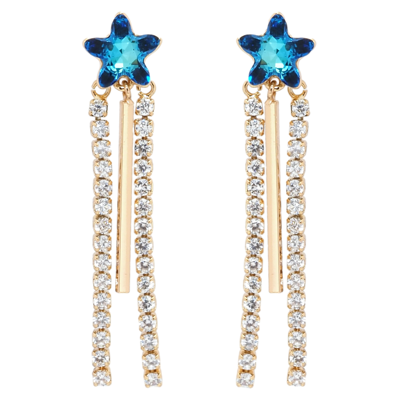 Сережки Xuping колір 18K з кристалами Swarovski пусети Кристальні зірки Capri Blue з підвісками фото №20 Сережки Xuping колір 18K з кристалами Swarovski пусети Кристальні зірки Capri Blue з підвісками фото №20