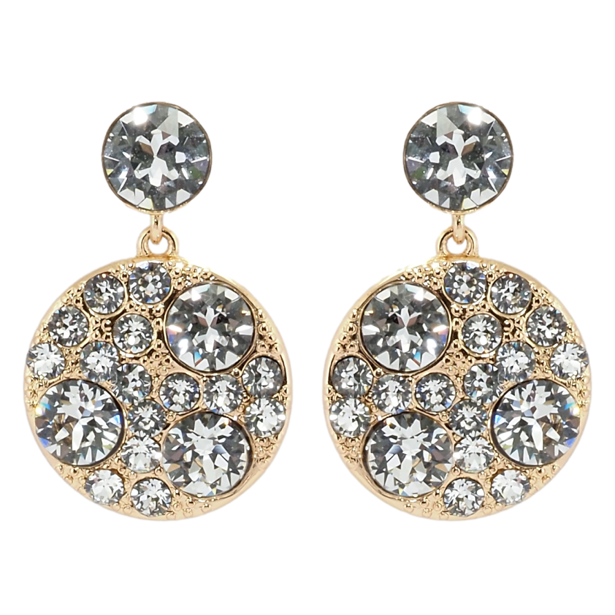 Серьги Xuping цвет 18K с кристаллами Swarovski пусеты Круглые подвески с кристаллами Clear фото №1 Серьги Xuping цвет 18K с кристаллами Swarovski пусеты Круглые подвески с кристаллами Clear фото №1