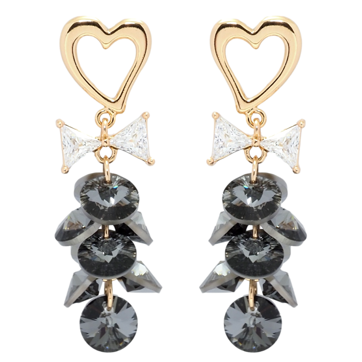 Серьги Xuping цвет 18K с кристаллами Swarovski пусеты Сердечки с кристаллами Graphite фото №21 Серьги Xuping цвет 18K с кристаллами Swarovski пусеты Сердечки с кристаллами Graphite фото №21