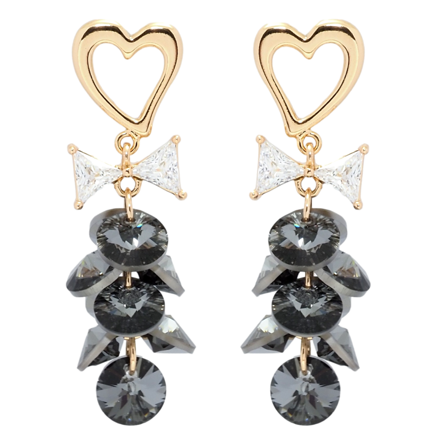Сережки Xuping колір 18K з кристалами Swarovski пусети Сердечки з кристалами Graphite фото №1 Сережки Xuping колір 18K з кристалами Swarovski пусети Сердечки з кристалами Graphite фото №1