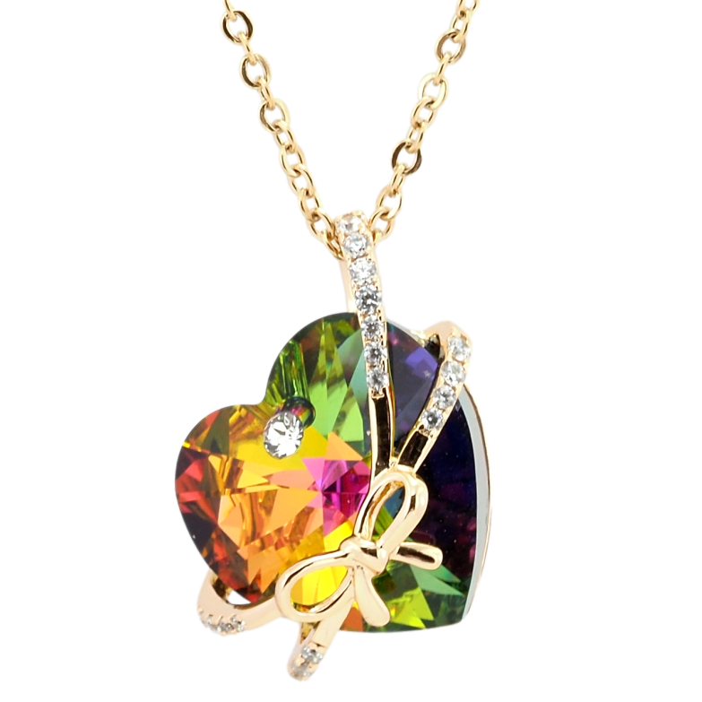 Кулон Xuping 18K з кр-ми Swarovski на ланцюжку Кристальне серце Vitrail Medium з бантом довжина 40-45см х 2мм фото №2 Кулон Xuping 18K з кр-ми Swarovski на ланцюжку Кристальне серце Vitrail Medium з бантом довжина 40-45см х 2мм фото №2