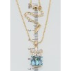 Кулон Xuping 18K с кр-ми Swarovski на цепочке Кристальный цветок с кубиком Aquamarine длина 40-45см х 1мм фото №2