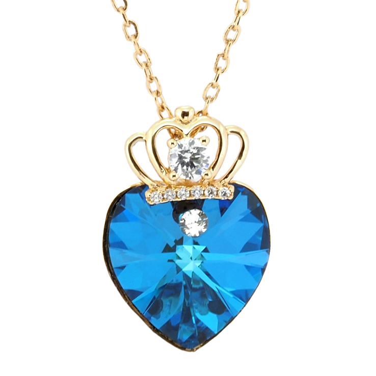 Кулон Xuping 18K с кр-ми Swarovski на цепочке Кристальное сердце Capri Blue с короной длина 40-45см х 1мм фото №7 Кулон Xuping 18K с кр-ми Swarovski на цепочке Кристальное сердце Capri Blue с короной длина 40-45см х 1мм фото №7