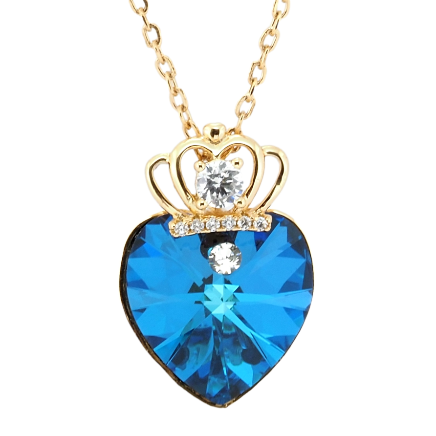 Кулон Xuping 18K с кр-ми Swarovski на цепочке Кристальное сердце Capri Blue с короной длина 40-45см х 1мм фото №1 Кулон Xuping 18K с кр-ми Swarovski на цепочке Кристальное сердце Capri Blue с короной длина 40-45см х 1мм фото №1