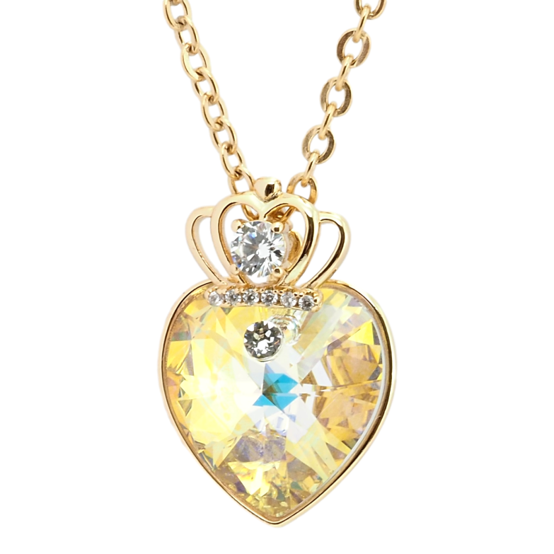 Кулон Xuping 18K з кр-ми Swarovski на ланцюжку Кристальне серце Sunshine Delit з короною довжина 41-47см х 2мм фото №3 Кулон Xuping 18K з кр-ми Swarovski на ланцюжку Кристальне серце Sunshine Delit з короною довжина 41-47см х 2мм фото №3