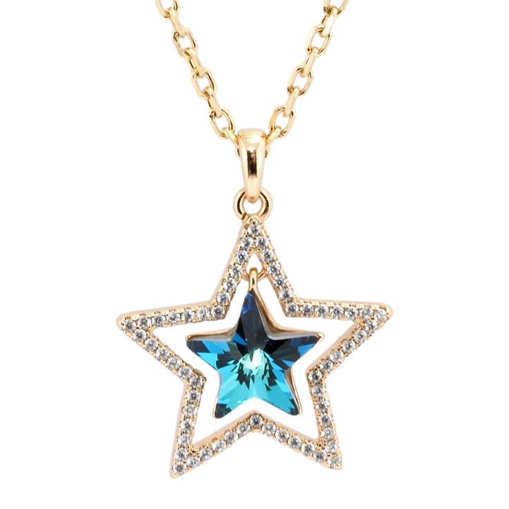 Кулон Xuping 18K с кр-ми Swarovski на цепочке Звезда с кристаллом Capri Blue длина 40-45см х 2мм фото №6 Кулон Xuping 18K с кр-ми Swarovski на цепочке Звезда с кристаллом Capri Blue длина 40-45см х 2мм фото №6