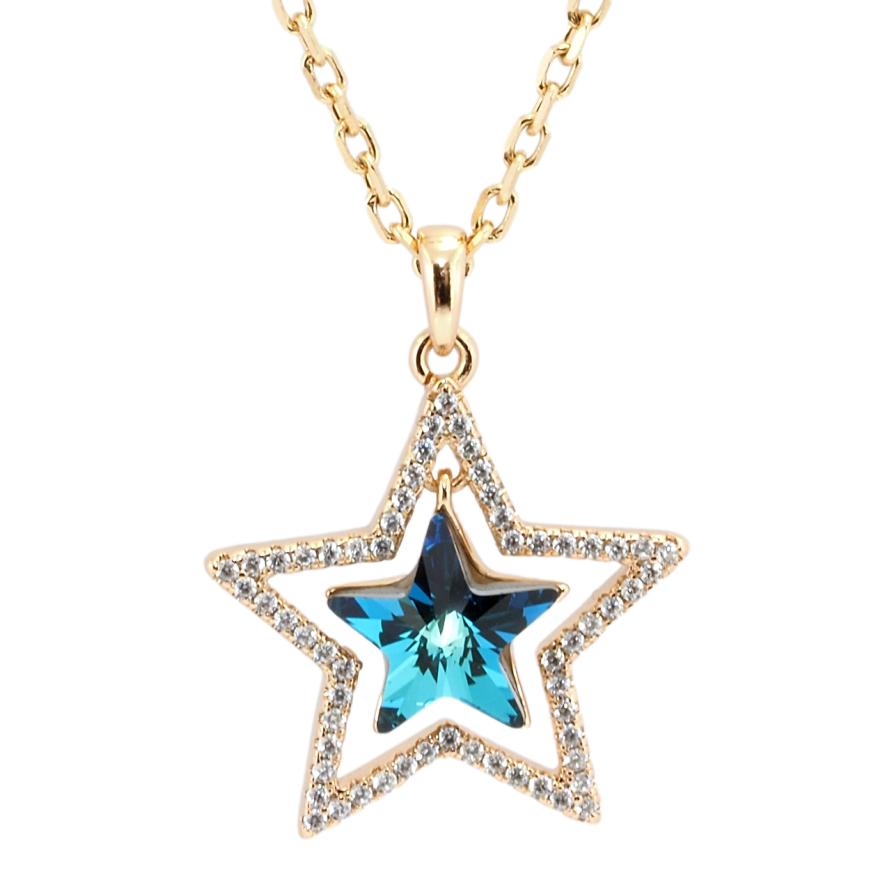 Кулон Xuping 18K с кр-ми Swarovski на цепочке Звезда с кристаллом Capri Blue длина 40-45см х 2мм фото №1 Кулон Xuping 18K с кр-ми Swarovski на цепочке Звезда с кристаллом Capri Blue длина 40-45см х 2мм фото №1