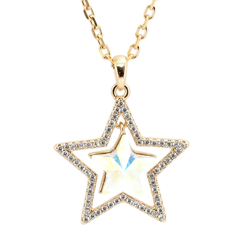 Кулон Xuping 18K з кр-ми Swarovski на ланцюжку Зірка з кристалом АВ довжина 41-46см х 2мм фото №1 Кулон Xuping 18K з кр-ми Swarovski на ланцюжку Зірка з кристалом АВ довжина 41-46см х 2мм фото №1