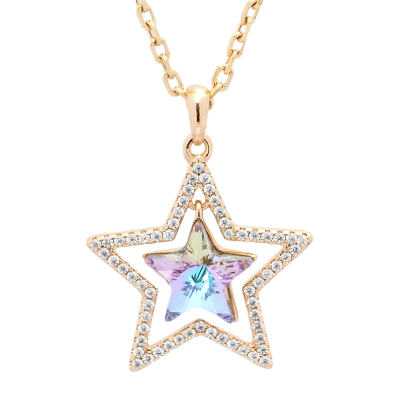 Кулон Xuping 18K з кр-ми Swarovski на ланцюжку Зірка з кристалом Paradise Shine довжина 40-45см х 2мм фото №3 Кулон Xuping 18K з кр-ми Swarovski на ланцюжку Зірка з кристалом Paradise Shine довжина 40-45см х 2мм фото №3