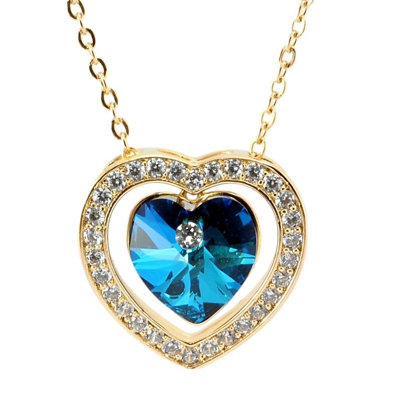 Кулон Xuping 18K з кр-ми Swarovski на ланцюжку Серце з кристалом Capri Blue довжина 40-45см х 1мм фото №2 Кулон Xuping 18K з кр-ми Swarovski на ланцюжку Серце з кристалом Capri Blue довжина 40-45см х 1мм фото №2