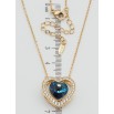 Кулон Xuping 18K с кр-ми Swarovski на цепочке Сердце с кристаллом Capri Blue длина 40-45см х 1мм фото №2