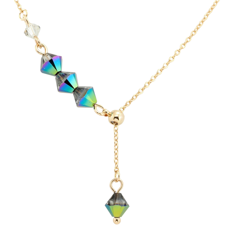 Підвіска Xuping 18K з кр-ми Swarovski на ланцюжку Кристальні намистини Vitrail Medium довжина 46-51см х 1мм фото №2 Підвіска Xuping 18K з кр-ми Swarovski на ланцюжку Кристальні намистини Vitrail Medium довжина 46-51см х 1мм фото №2
