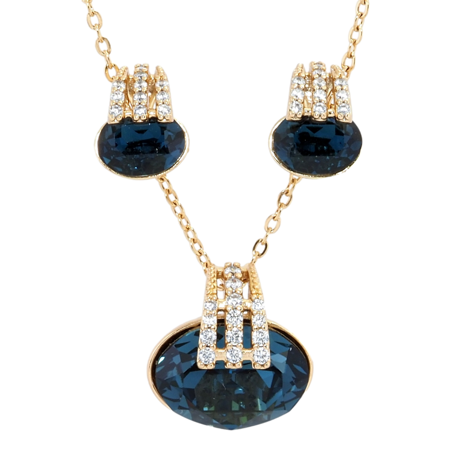 Набор Xuping цвет 18K с кр-ми Swarovski Серьги Кулон на цепочке Кристаллы Montana длина 41-46см х 1мм фото №1 Набор Xuping цвет 18K с кр-ми Swarovski Серьги Кулон на цепочке Кристаллы Montana длина 41-46см х 1мм фото №1